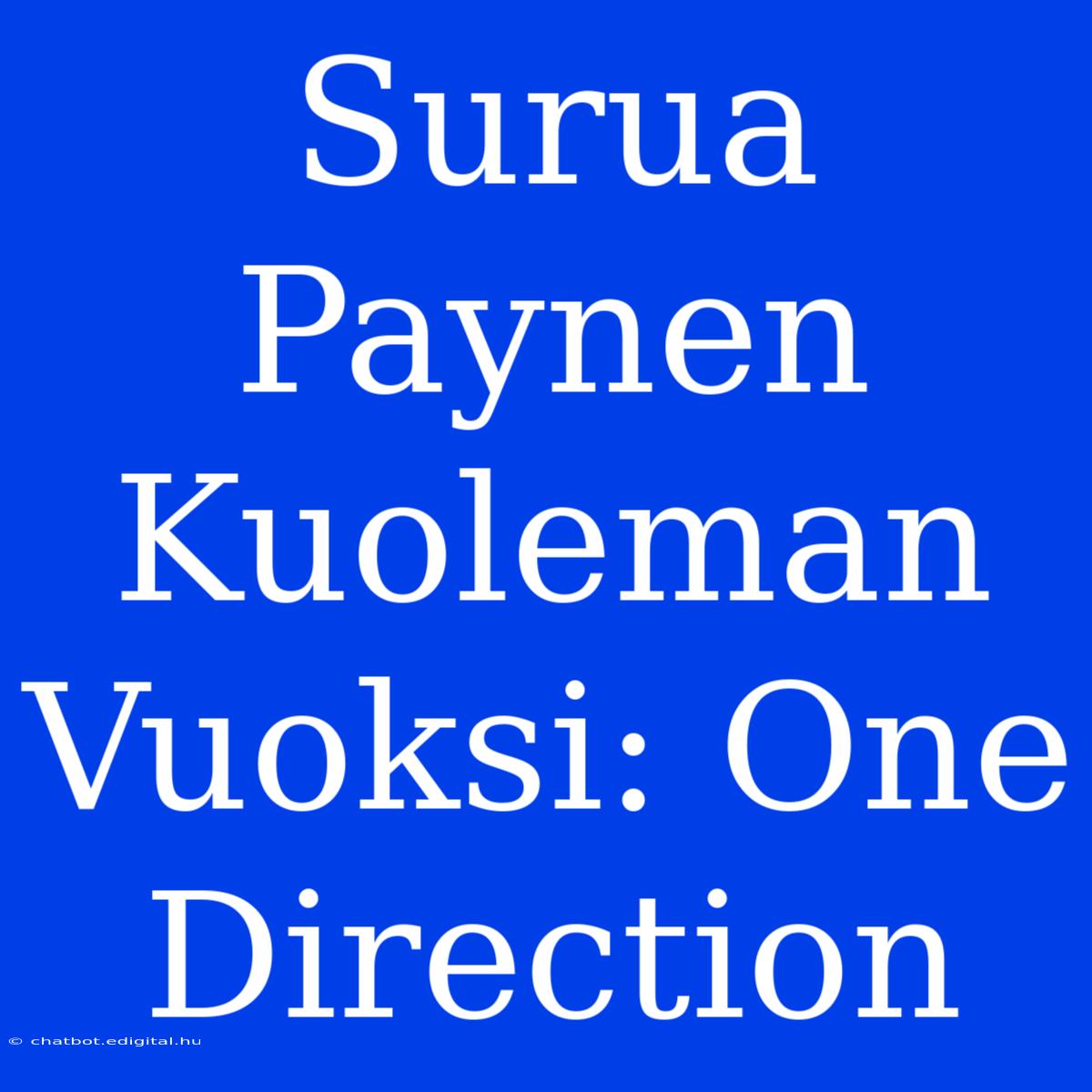 Surua Paynen Kuoleman Vuoksi: One Direction