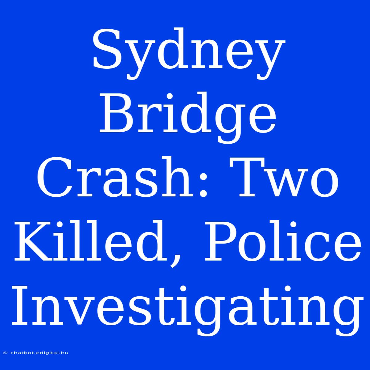 Sydney Bridge Crash: Two Killed, Police Investigating