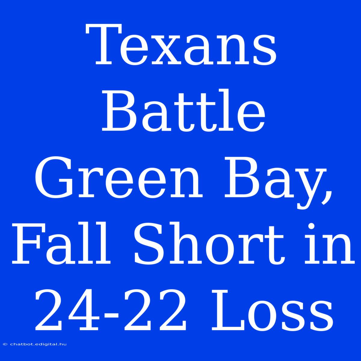 Texans Battle Green Bay, Fall Short In 24-22 Loss