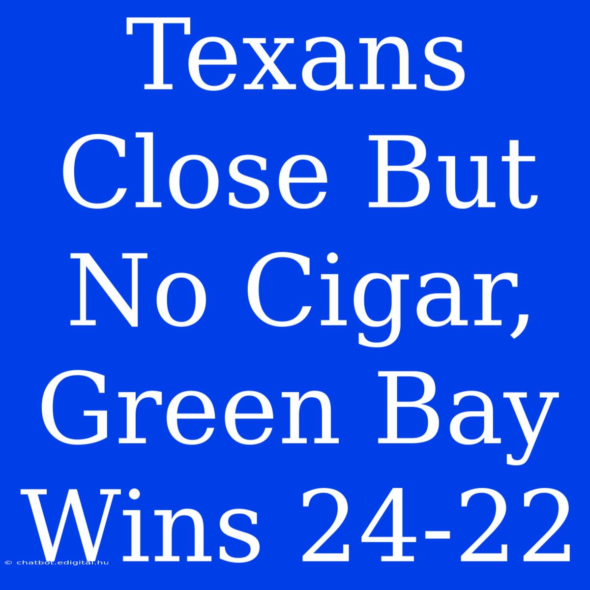 Texans Close But No Cigar, Green Bay Wins 24-22