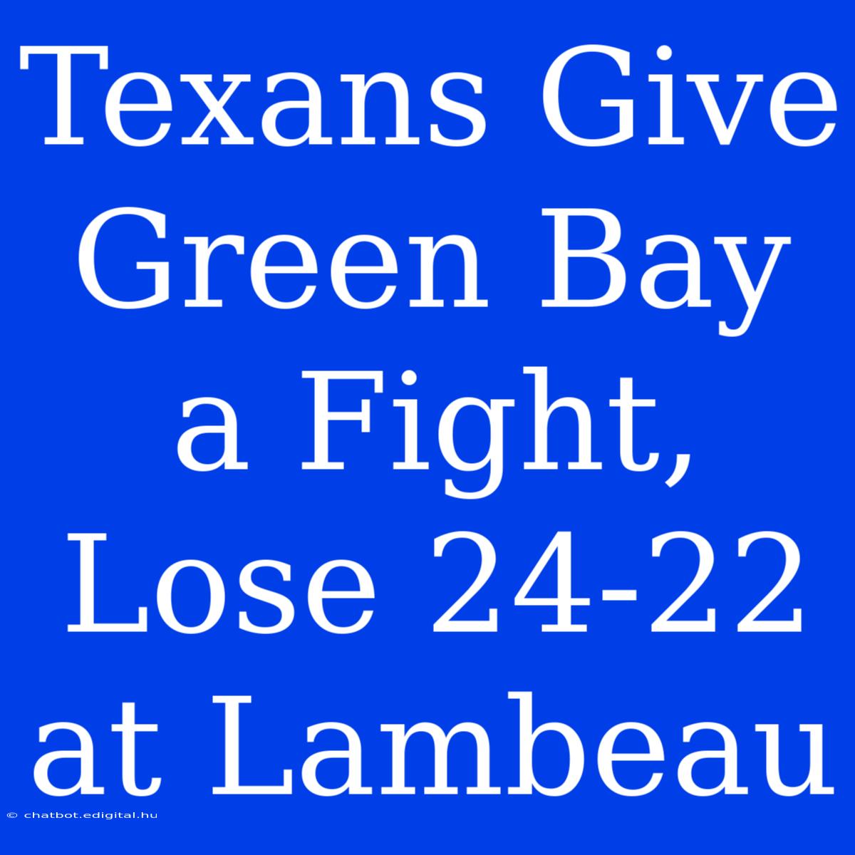 Texans Give Green Bay A Fight, Lose 24-22 At Lambeau