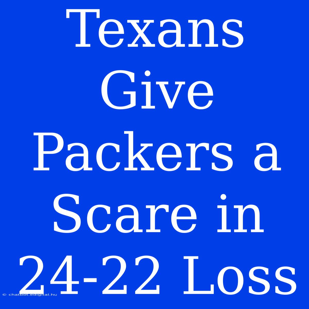 Texans Give Packers A Scare In 24-22 Loss 