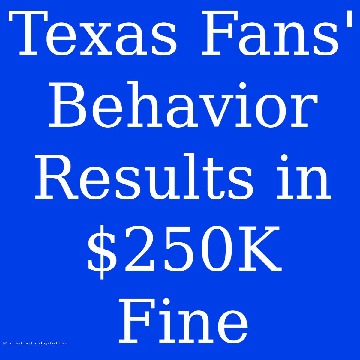 Texas Fans' Behavior Results In $250K Fine