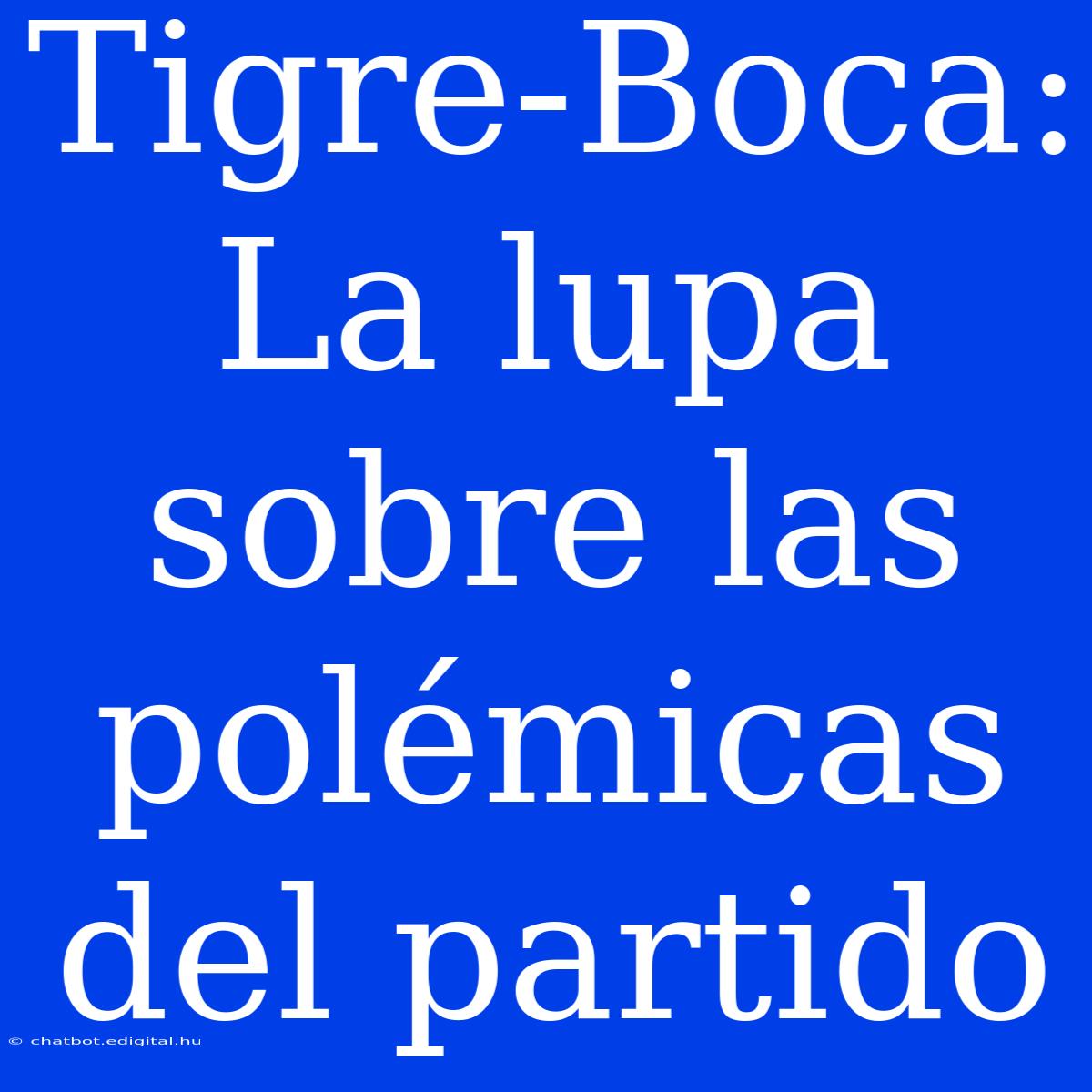 Tigre-Boca: La Lupa Sobre Las Polémicas Del Partido