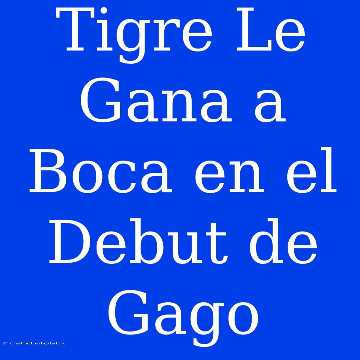 Tigre Le Gana A Boca En El Debut De Gago