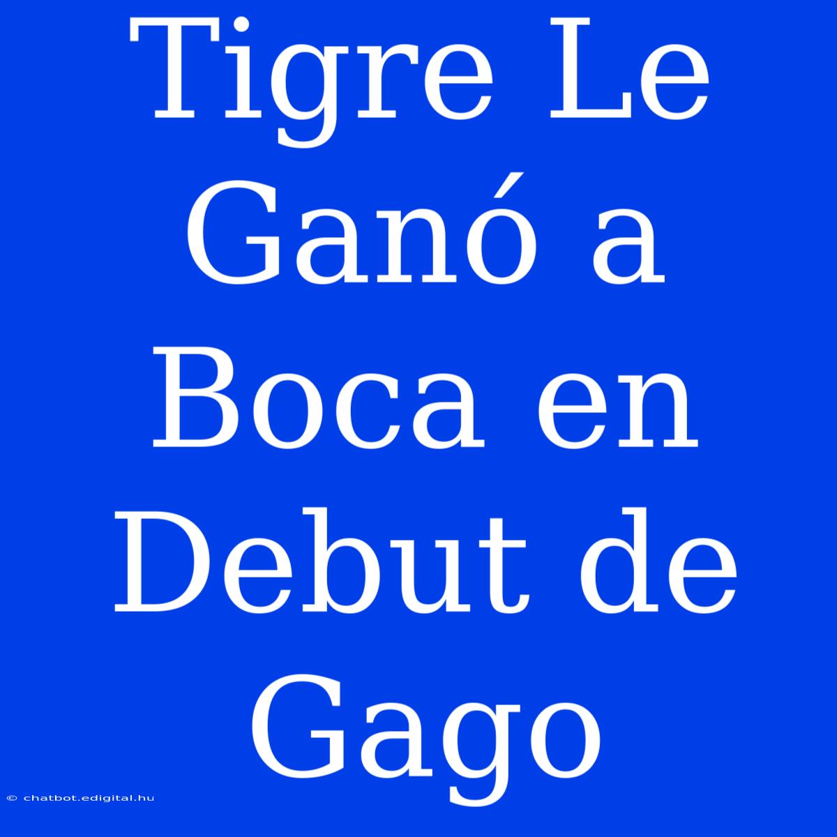 Tigre Le Ganó A Boca En Debut De Gago