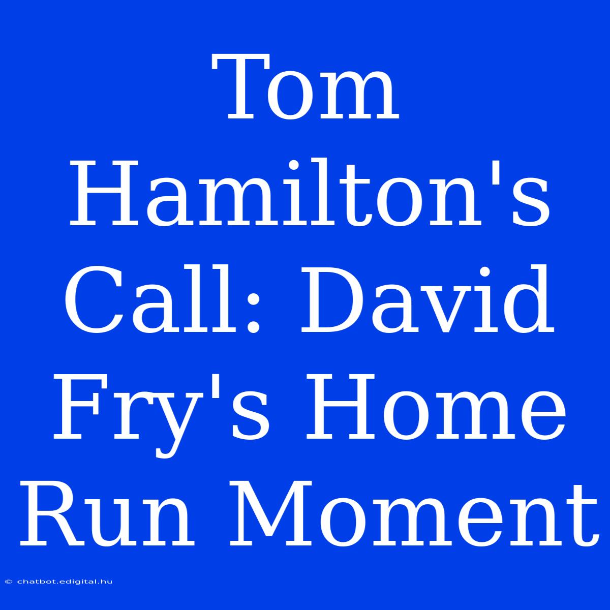 Tom Hamilton's Call: David Fry's Home Run Moment