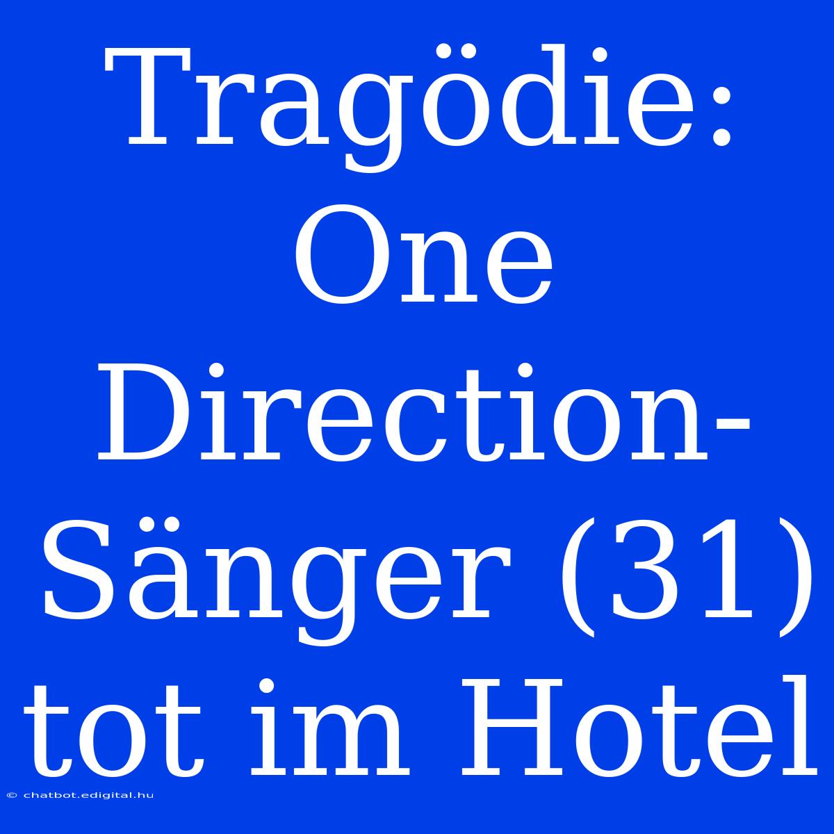 Tragödie: One Direction-Sänger (31) Tot Im Hotel