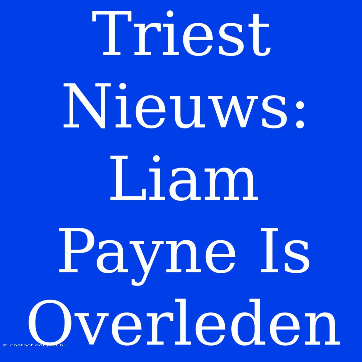 Triest Nieuws: Liam Payne Is Overleden