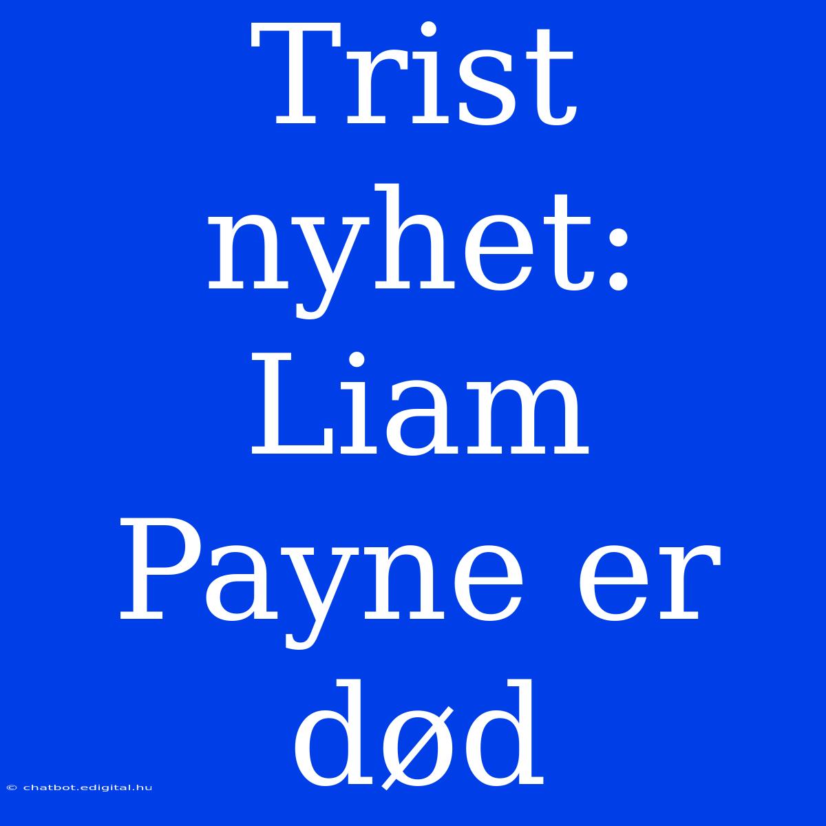 Trist Nyhet: Liam Payne Er Død