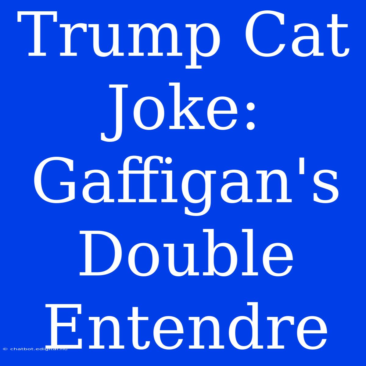 Trump Cat Joke: Gaffigan's Double Entendre 