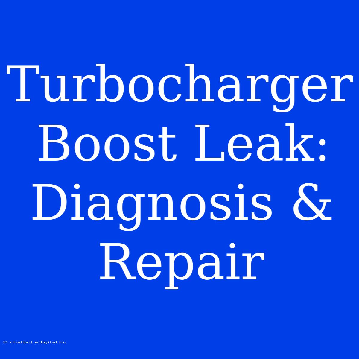 Turbocharger Boost Leak: Diagnosis & Repair