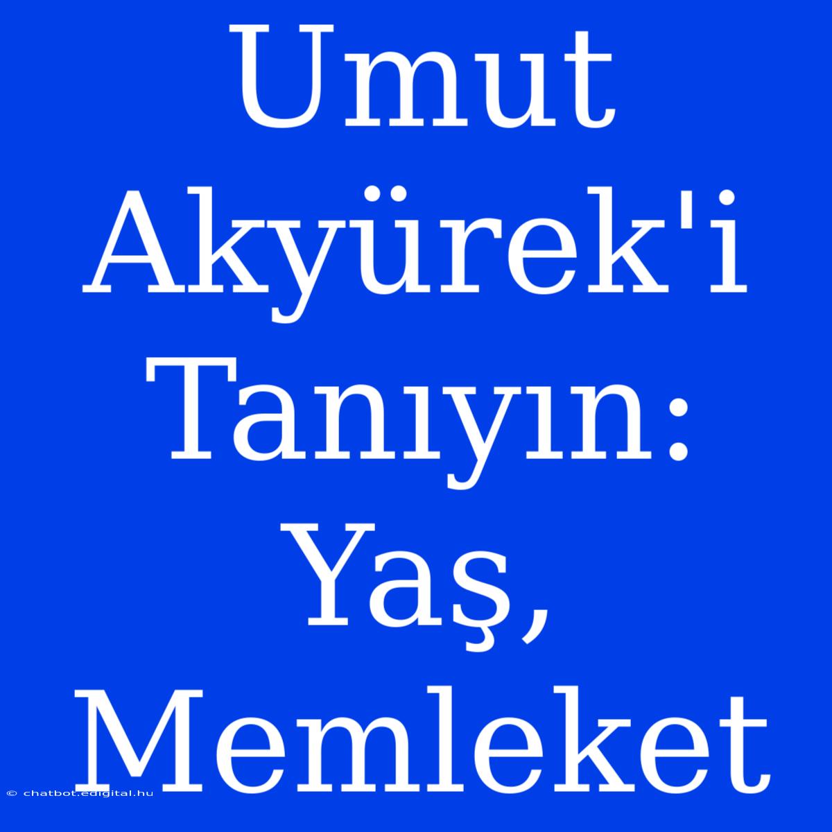 Umut Akyürek'i Tanıyın: Yaş, Memleket