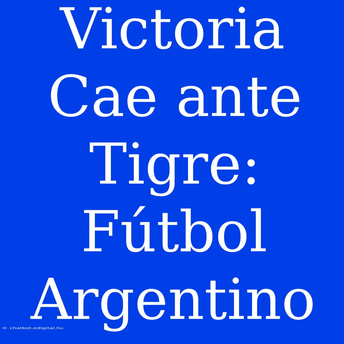 Victoria Cae Ante Tigre: Fútbol Argentino