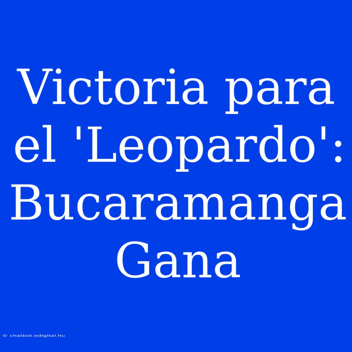 Victoria Para El 'Leopardo': Bucaramanga Gana