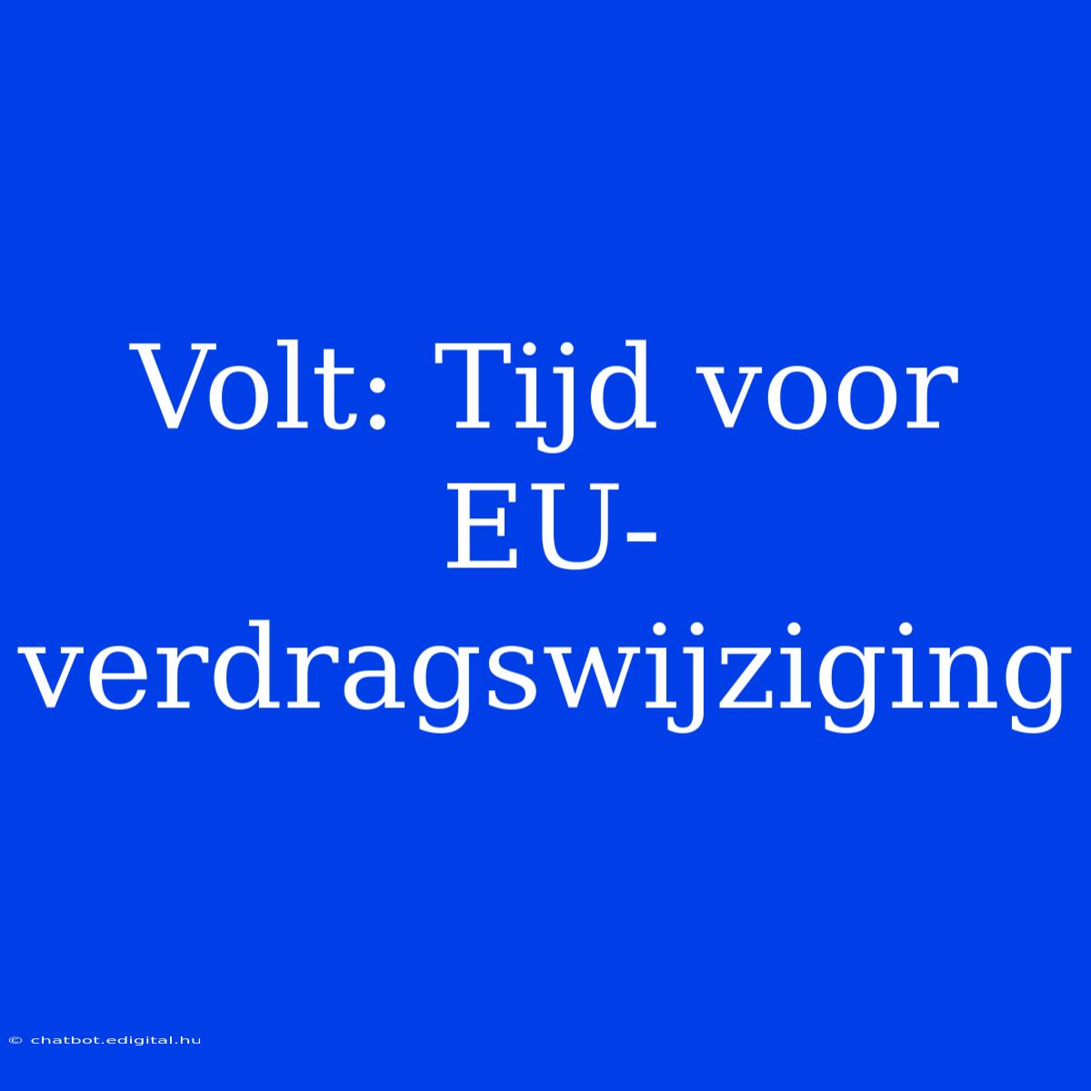 Volt: Tijd Voor EU-verdragswijziging