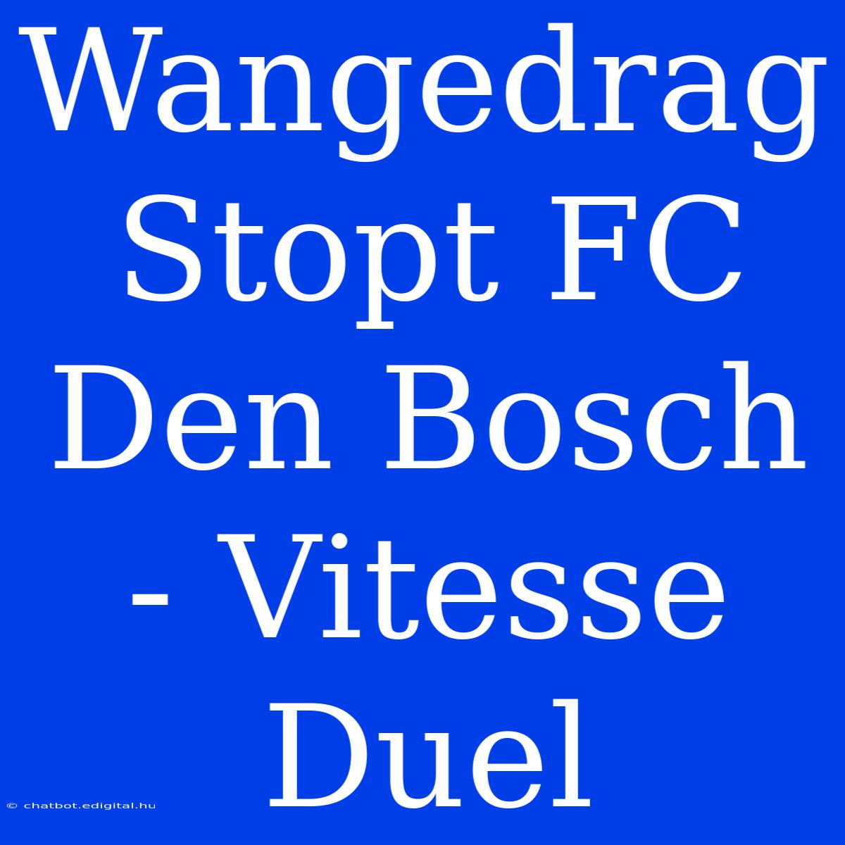 Wangedrag Stopt FC Den Bosch - Vitesse Duel