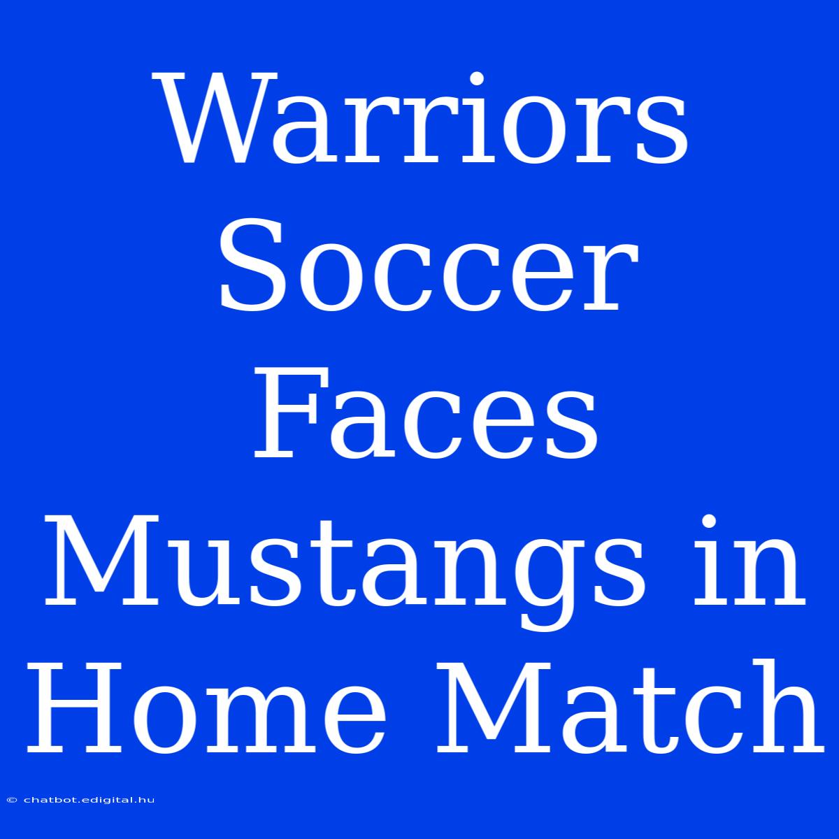 Warriors Soccer Faces Mustangs In Home Match