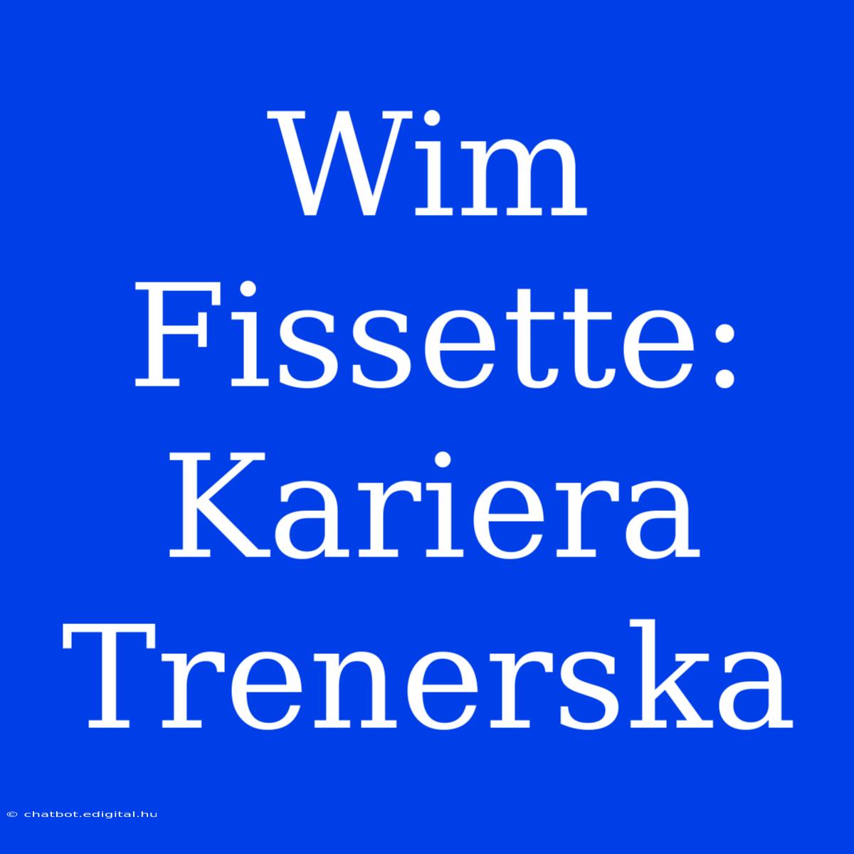 Wim Fissette: Kariera Trenerska 