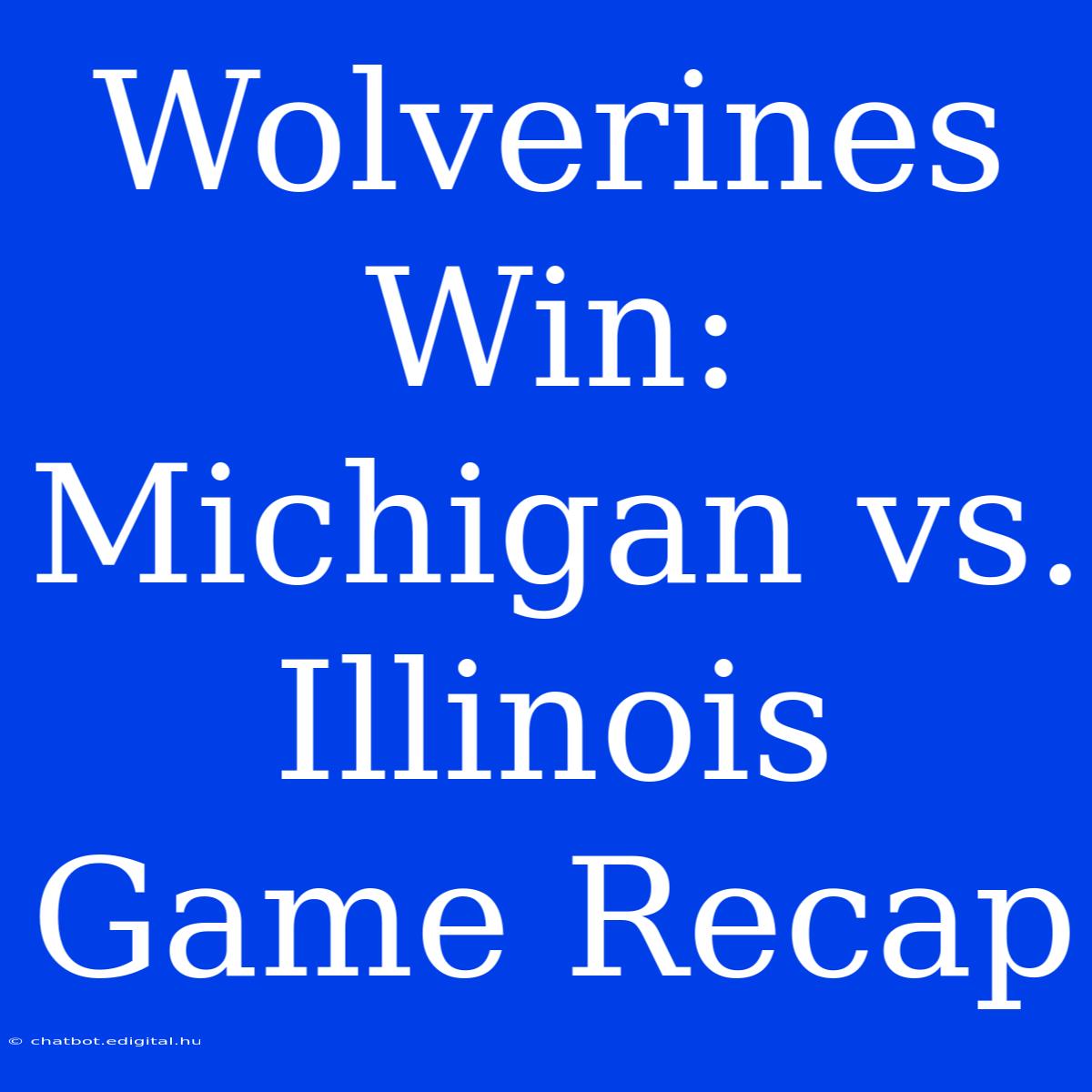 Wolverines Win: Michigan Vs. Illinois Game Recap