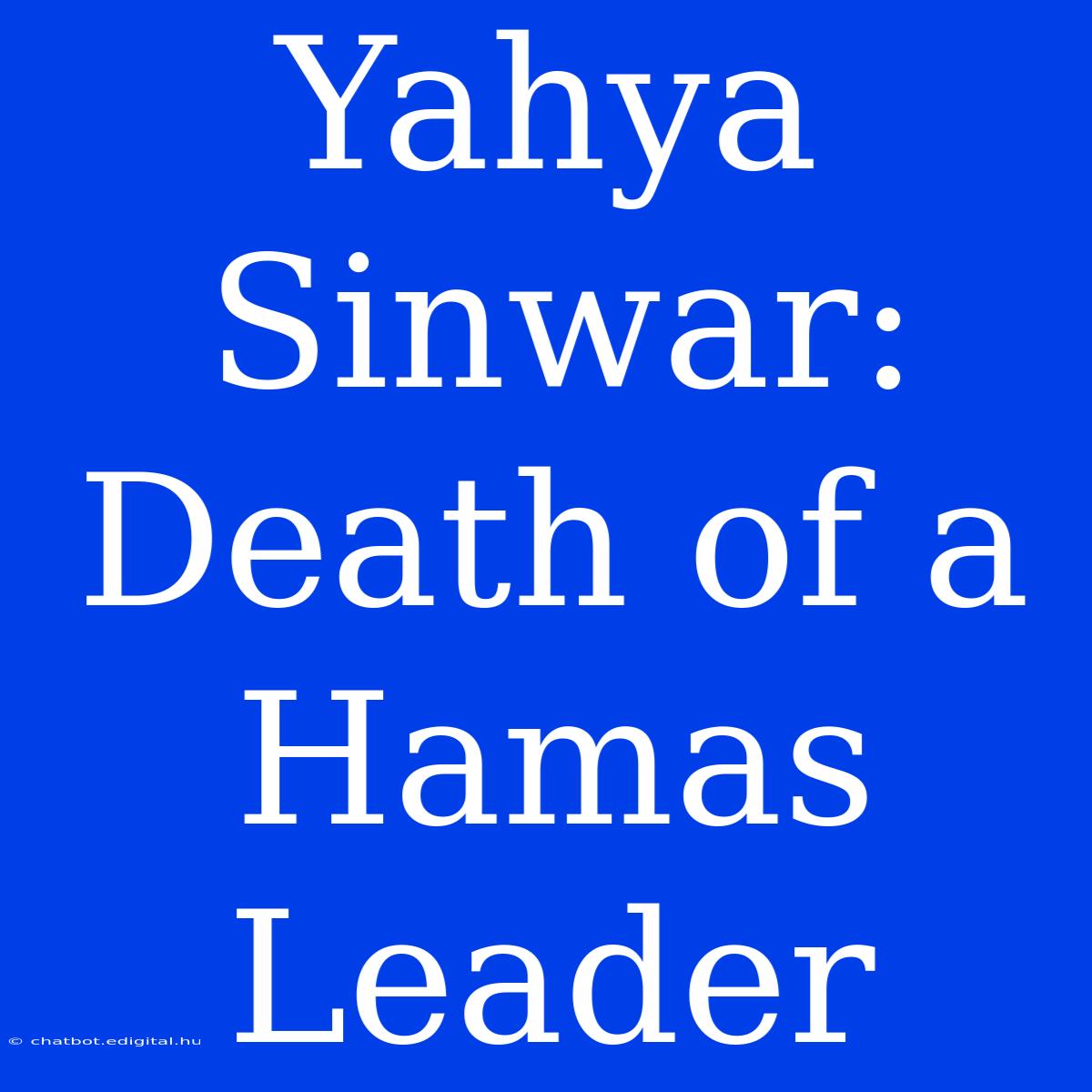 Yahya Sinwar: Death Of A Hamas Leader