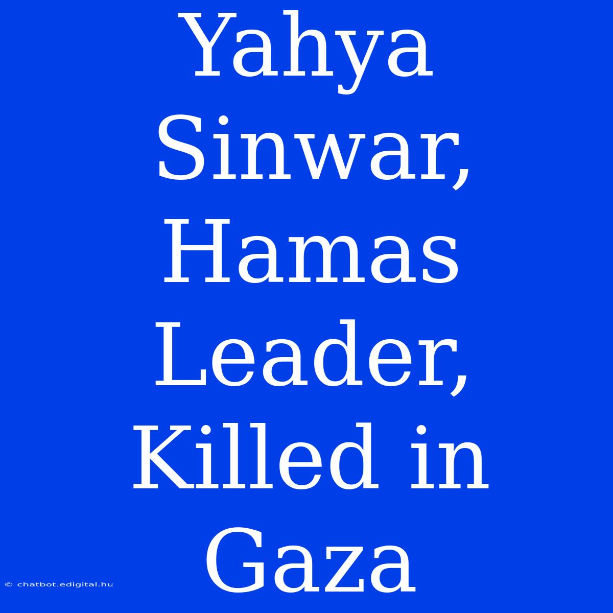 Yahya Sinwar, Hamas Leader, Killed In Gaza 