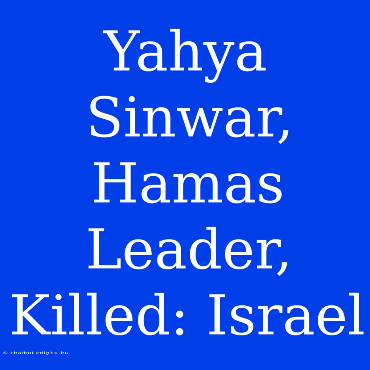 Yahya Sinwar, Hamas Leader, Killed: Israel