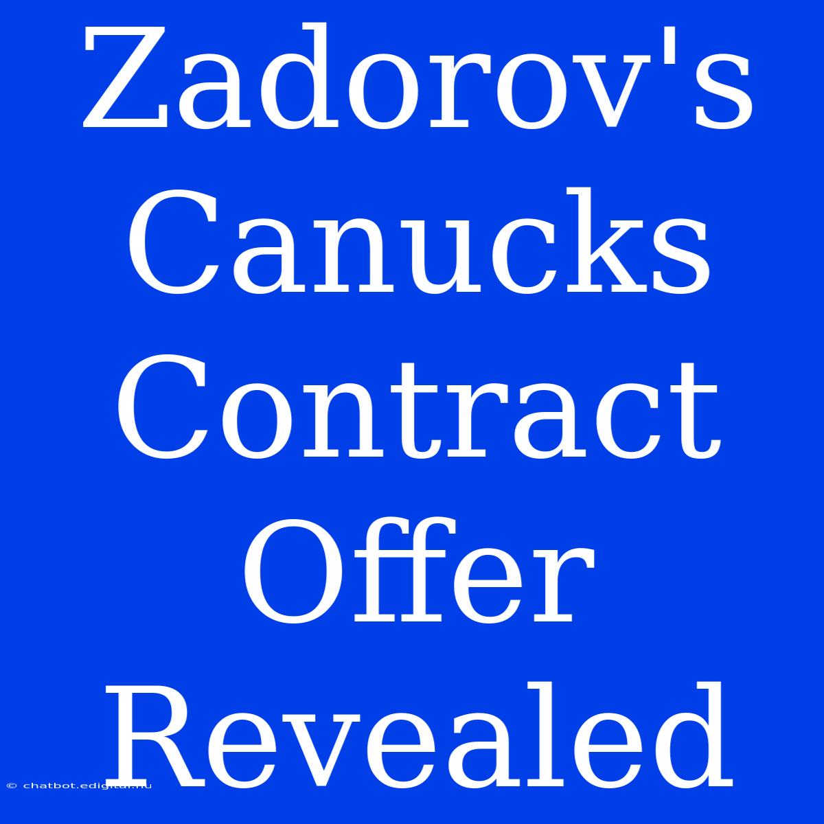 Zadorov's Canucks Contract Offer Revealed 